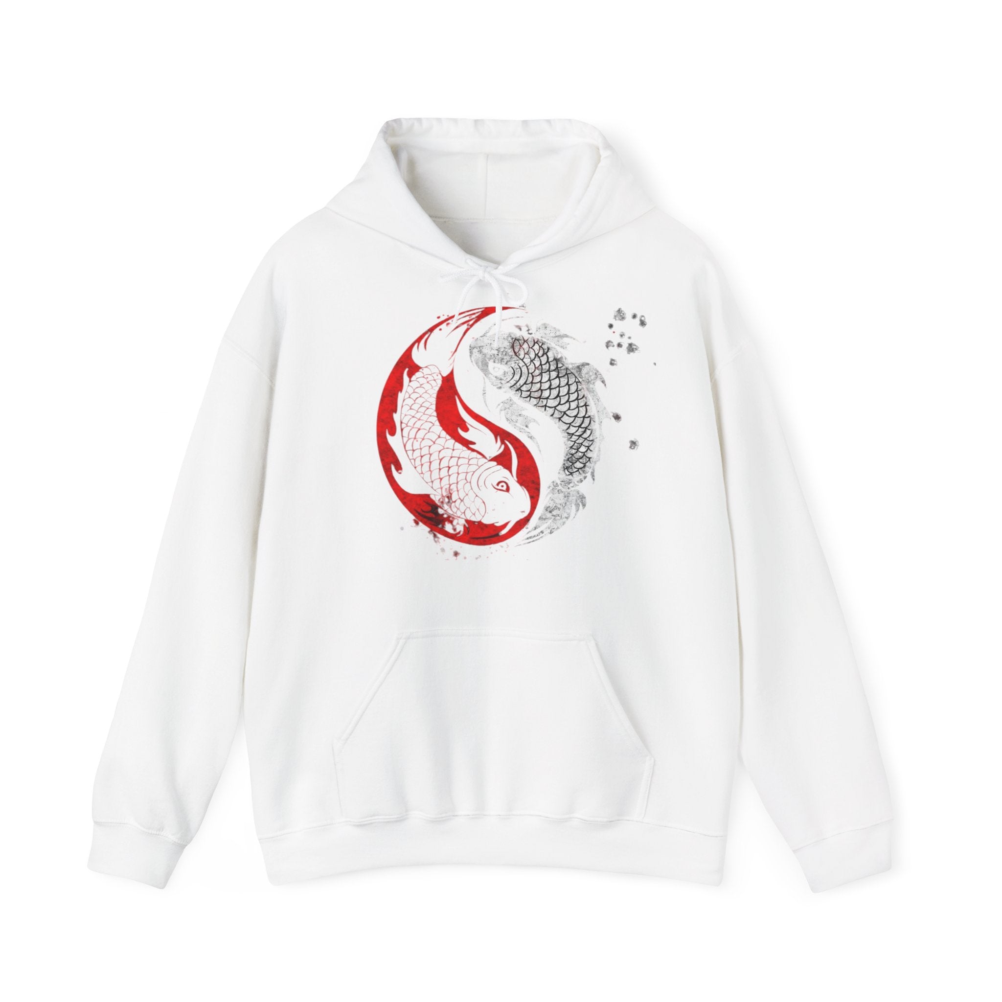Yin Yang Koi Fish Hoodie, Unisex Sweatshirt, Asian Art Hooded Top, Gift for Her, Unique Streetwear, Cozy Casual Wear