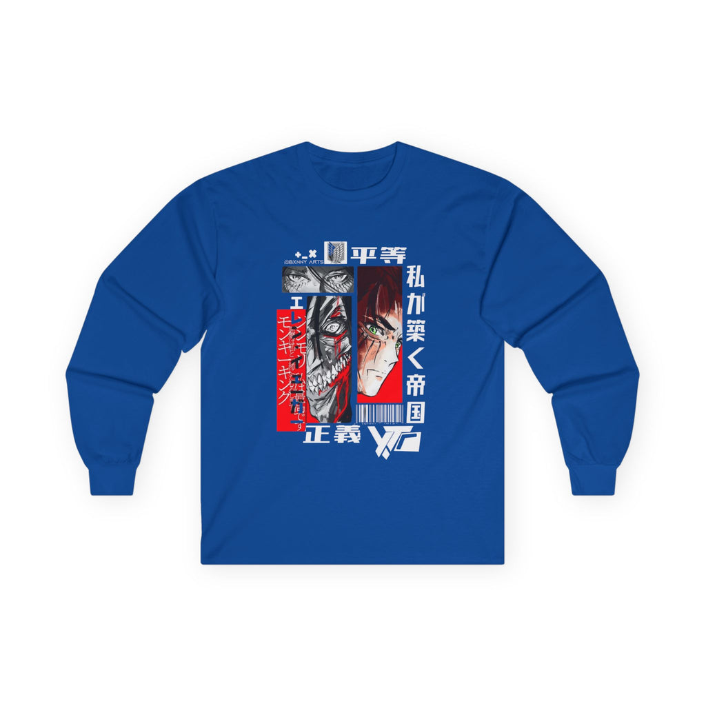 Anime-Inspired Graphic Long Sleeve Tee, Casual Wear, Gift for Otaku Fans, Unique Streetwear, Cool Graphic Tee