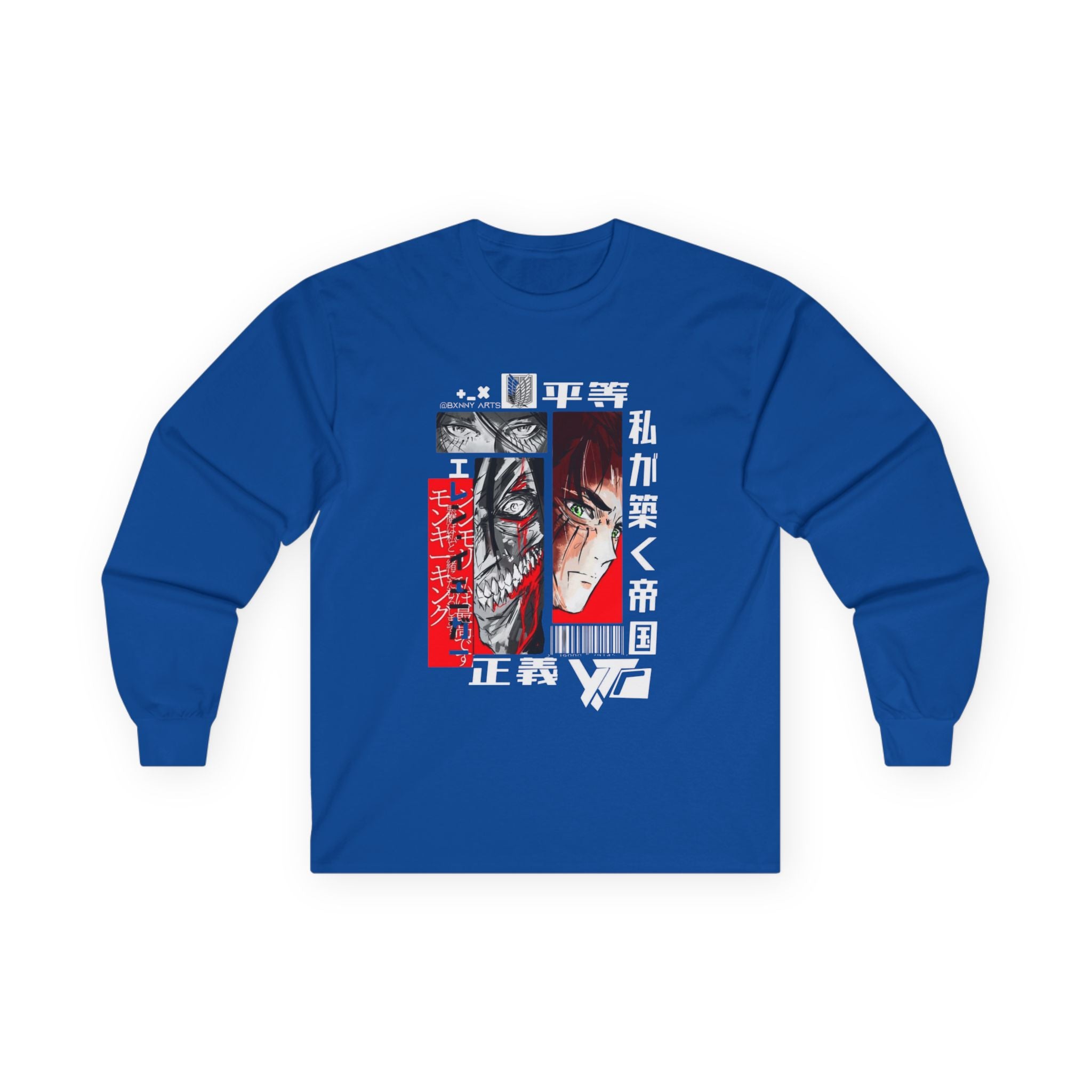 Anime-Inspired Graphic Long Sleeve Tee, Casual Wear, Gift for Otaku Fans, Unique Streetwear, Cool Graphic Tee