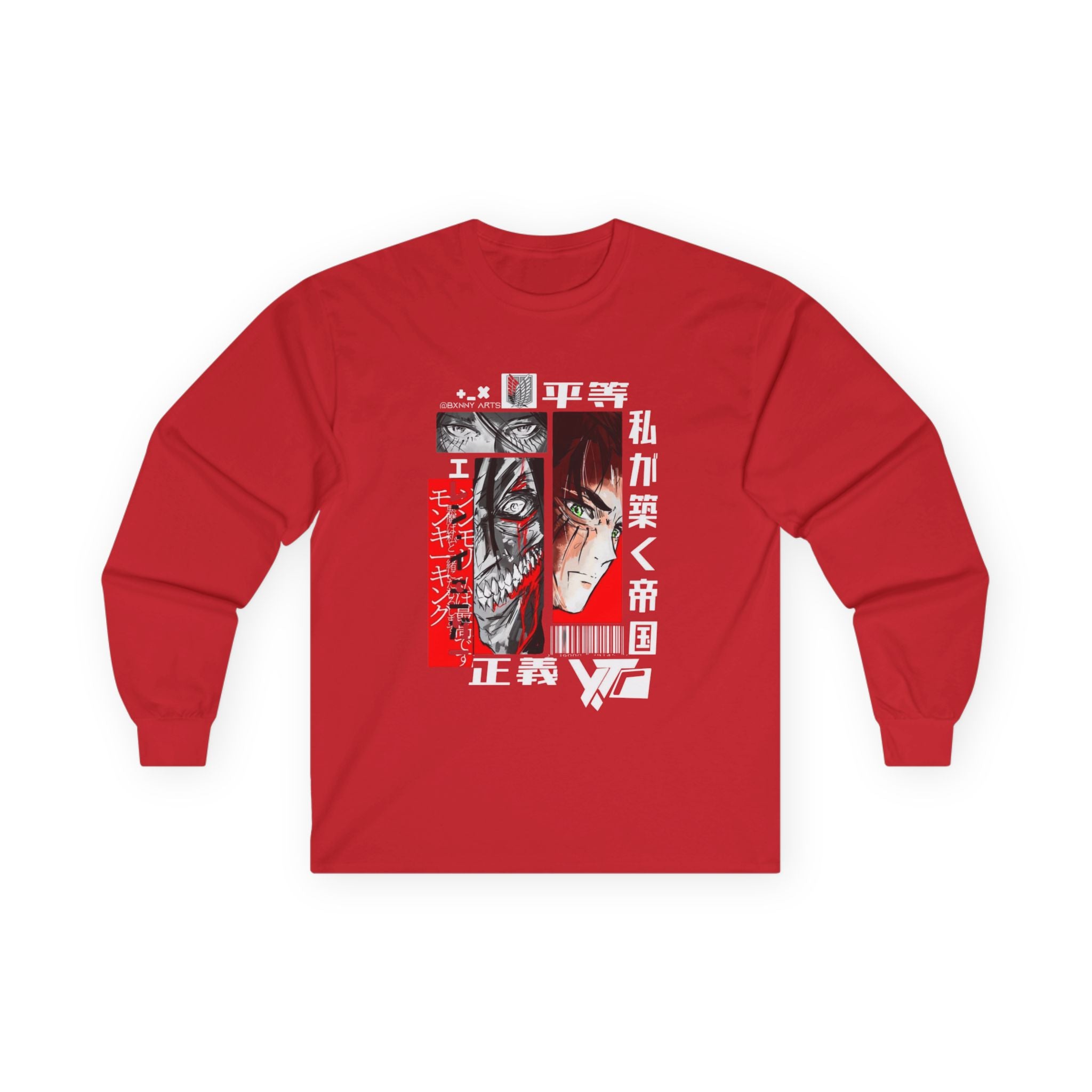 Anime-Inspired Graphic Long Sleeve Tee, Casual Wear, Gift for Otaku Fans, Unique Streetwear, Cool Graphic Tee
