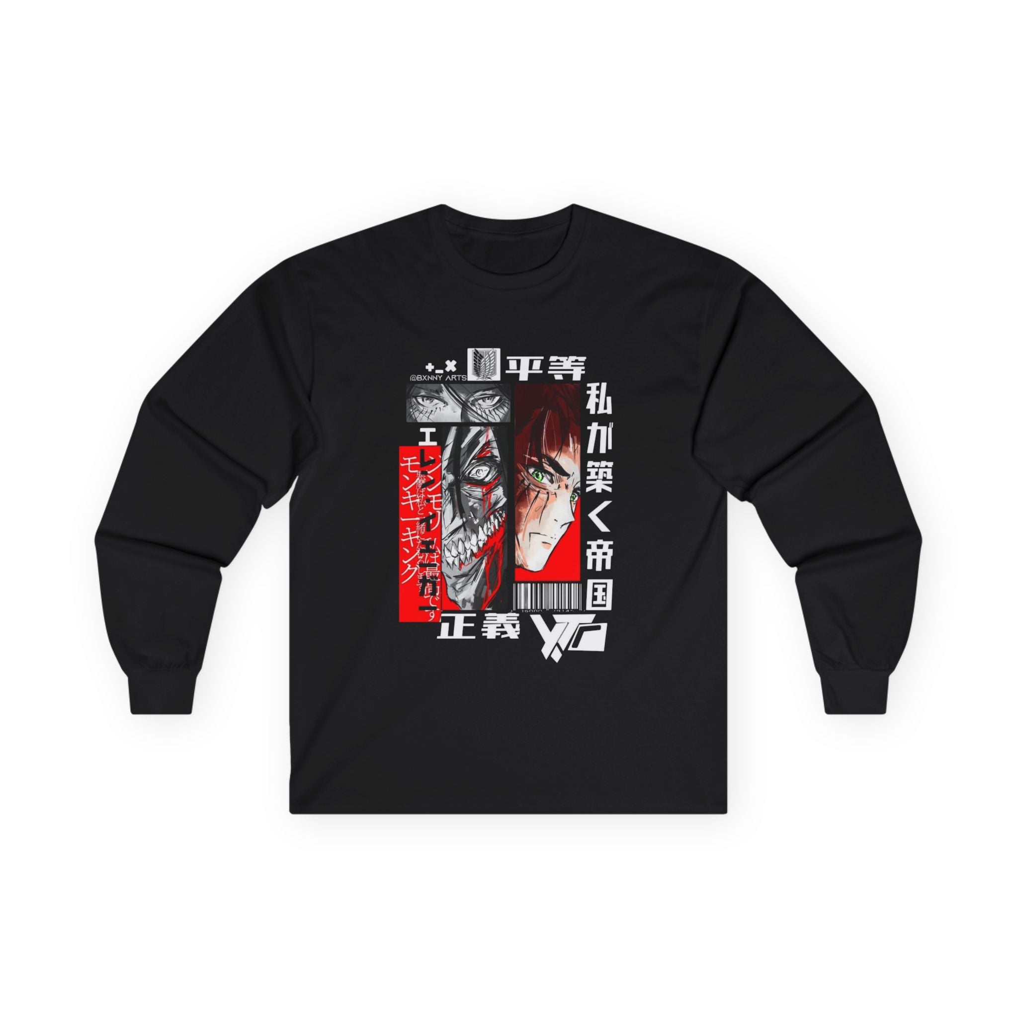 Anime-Inspired Graphic Long Sleeve Tee, Casual Wear, Gift for Otaku Fans, Unique Streetwear, Cool Graphic Tee