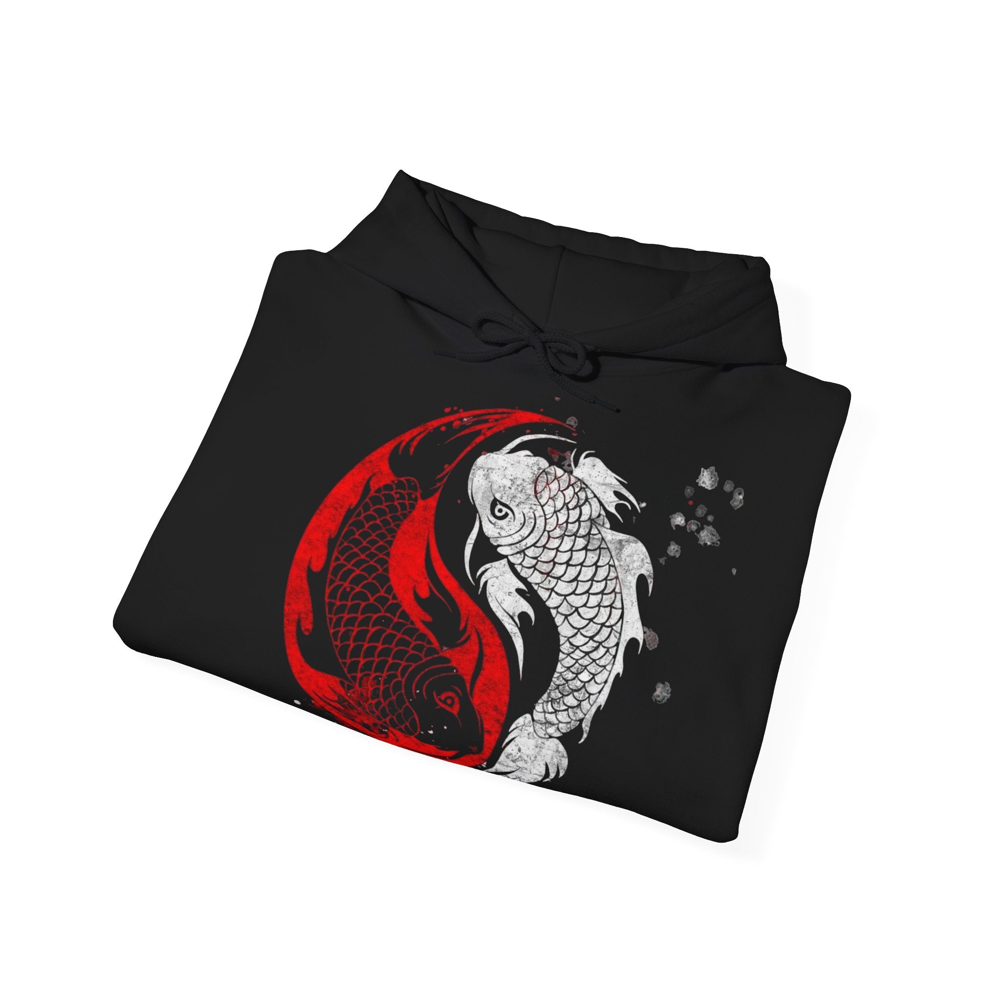 Yin Yang Koi Fish Hoodie, Unisex Sweatshirt, Asian Art Hooded Top, Gift for Her, Unique Streetwear, Cozy Casual Wear