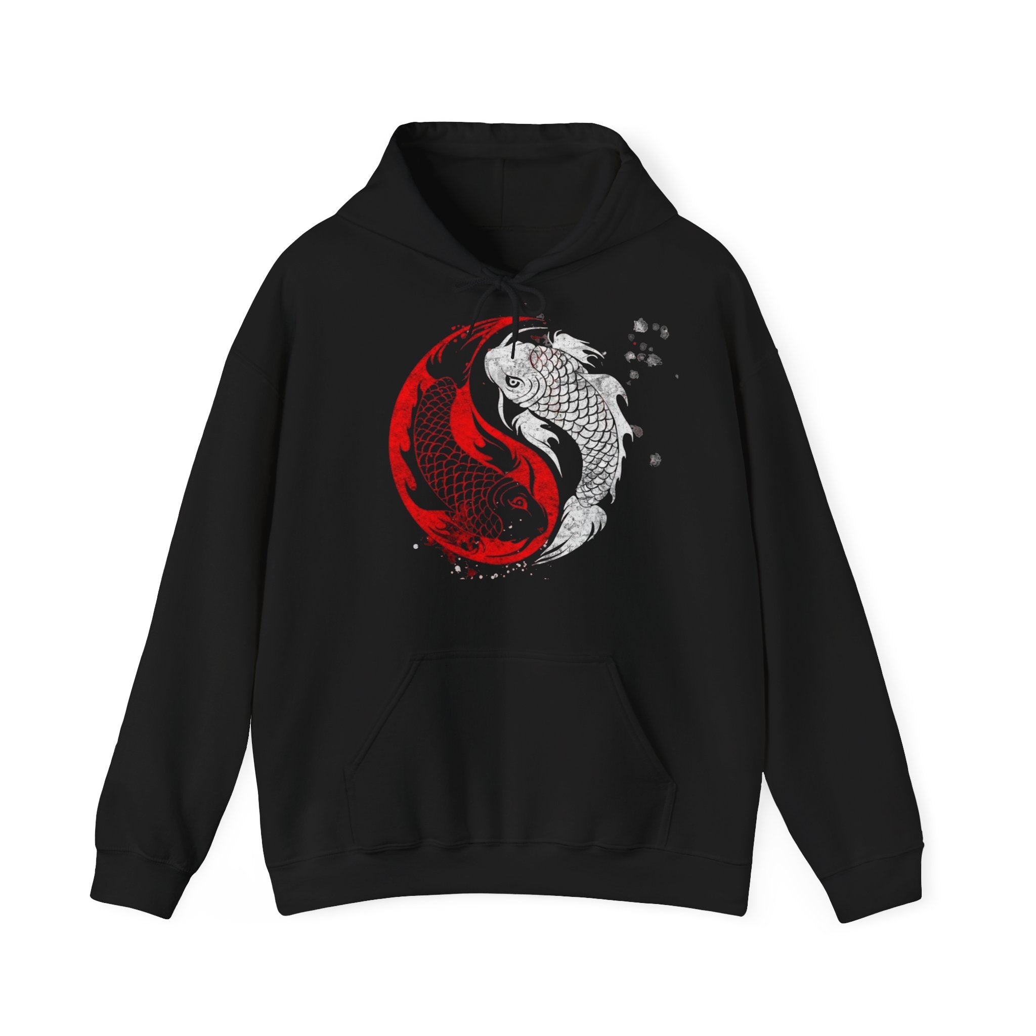 Yin Yang Koi Fish Hoodie, Unisex Sweatshirt, Asian Art Hooded Top, Gift for Her, Unique Streetwear, Cozy Casual Wear